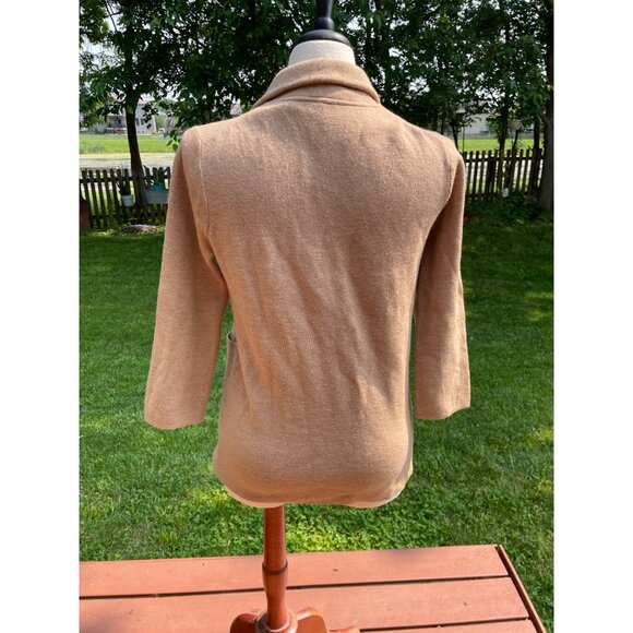 J. Crew Womens Merino Wool Tan Blazer Jacket With 3/4 Sleeves & Pockets Size S - Picture 4 of 8